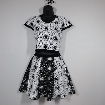Parker Skirt Set Womens M S Black Gray Knit Crop Top Mini Skirt Stretch Boho $31.49