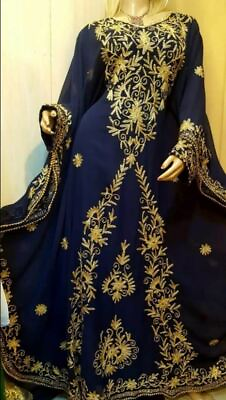 #ad SALE New Moroccan Dubai Kaftans Farasha Abaya Dress Very Fancy Long Gown 421 $55.67
