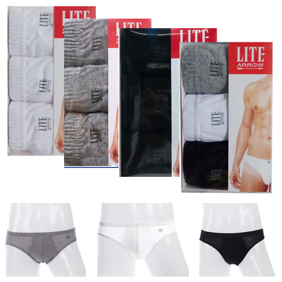 #ad Underwear Mens Briefs Cotton Arrow Lite Comfort Soft Sport Bikini Style Pack 3 $31.95