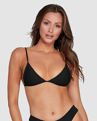 #ad New NWT Women#x27;s Billabong Marina Tri Bikini Top Textured Black Adjustable Size S $33.11