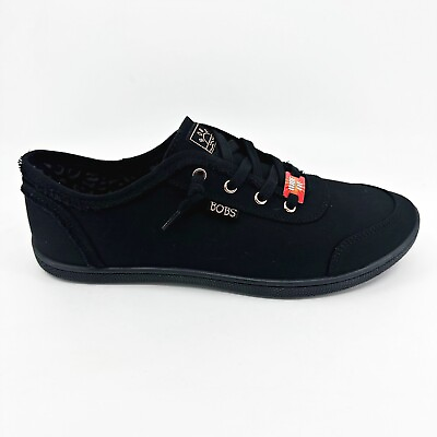 Skechers Bobs B Cute Black Womens Wide Slip On Memory Foam Comfort Shoes $44.95