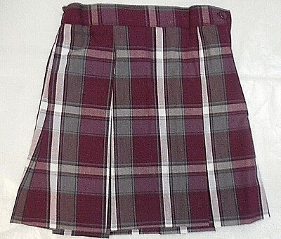 #ad Girls R K Burgundy Plaid Kick Pleat Uniform Skirt Reg. 1 2 amp; Teen Sz 4 14 Teen $14.00