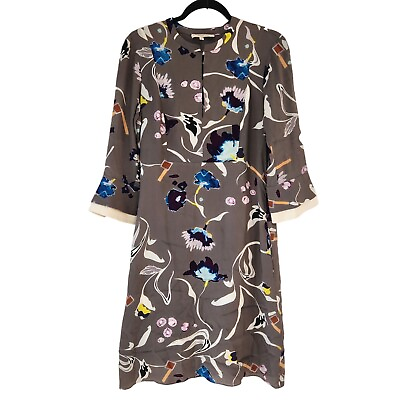 #ad Dorothee Shumacher Silk Blend Grey Floral Dress Flare Sleeve Cocktail Women#x27;s 2 $60.00