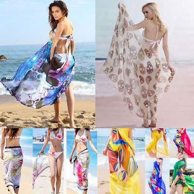 #ad Women#x27;s Summer Pareo Dress Sarong Beach Bikini Swimwear Cover Up Scarf Wrap 69quot; $9.30