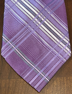 #ad Calvin Klein Purple Extra Long 100% Silk Men’s Neck Tie Made In China $14.99