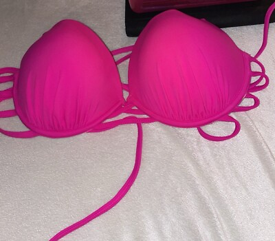 #ad Women Push Up Double Tie Strap Super Hot Bikini Top Pink Shade amp; Shore Size 34 $5.99