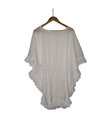 John Lewis Dress Beach Cover Up White One Size Adjustable 100% Cotton GBP 24.99