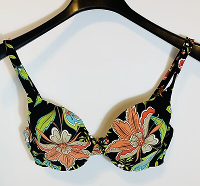 Captiva Swimsuit Bikini Push up Bra Top Sz S Underwire Floral Multicolor $11.99