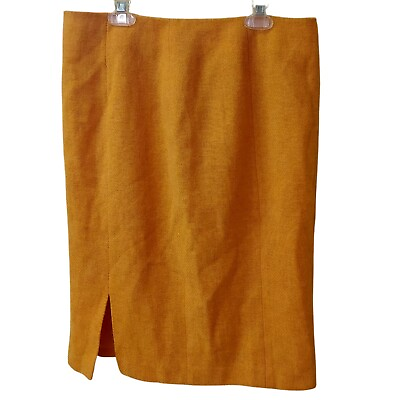 #ad Linda Allard Ellen Tracy Orange Wool Pencil Skirt Womens Size 8 *Some Damage* $7.00