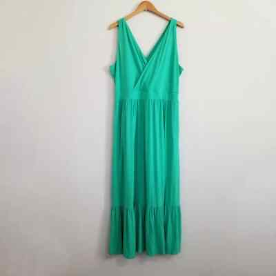 #ad NWT Ava amp; Viv Green Sleeveless Maxi Dress Size 1X $14.99