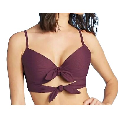 #ad New SHADE amp; SHORE 34C Bikini Top Boysenberry Knot front Underwire Swimwear $13.00