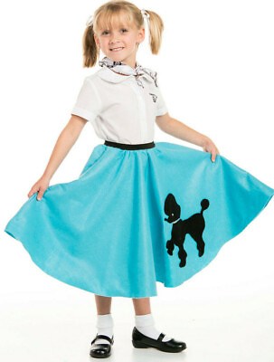#ad Youth Poodle Skirt Turquoise with Scarf with Musical note printed Scarf $16.99
