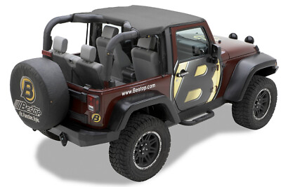 #ad Bestop 52586 35 Black Diamond Targa Style Header Bikini Top for Jeep Wrangler JK $122.57