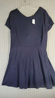 loft womens plus dress size 20W navy blue fit and flare cut out back bows NEW $17.99