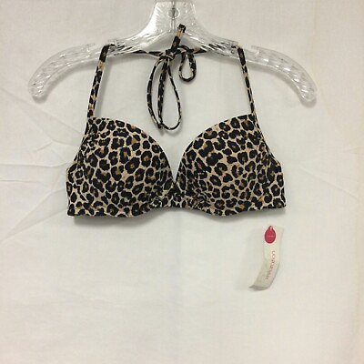 #ad NWT Xhilaration Brown Black Animal Print Push Up Bikini Top Women#x27;s M $18.88