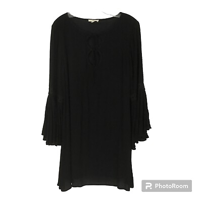 #ad Entro Black Boho Dress Bell Sleeves Women’s Large $23.75