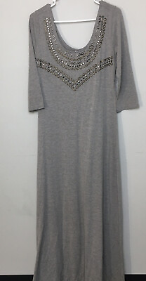 Xhilaration Maxi 3 4 Sleeve Gray Dress Size L Womens $12.78