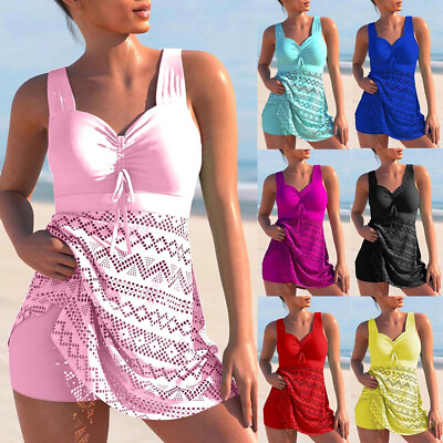 Womens Lace Beach Tankini Shorts Swimsuit Bathing Beachwear Costume Swimwear Set $22.32