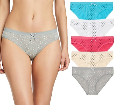 #ad Women Cotton Bikini Panties Lot Multicolor Polka Dot Briefs Pack 5 Size Large $14.99