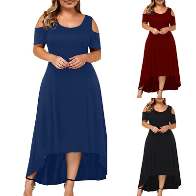 #ad Plus Size Women Cold Shoulder A Line Dress Ladies Evening Party Long Maxi Dress $20.00