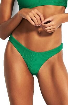 Seafolly Womens 14 Jungle Green Essential High Cut Bikini Bottoms Brazilian Rib $8.55