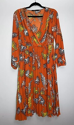 #ad Anthropologie Hazel Sz LG Long Sleeve A Line Fun Cool Hip Orange Pretty Dress $22.00