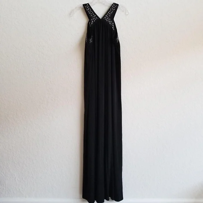 #ad #ad Michael Kors Studded Detail Black Maxi Dress women size Small $12.99