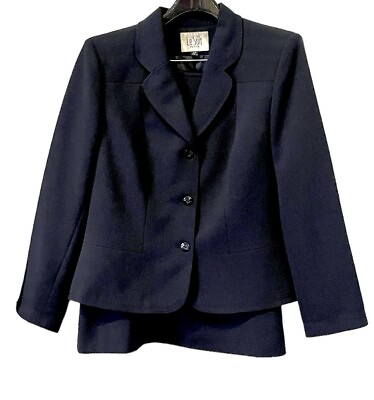 Le Suit Skirt Set Size 16Petite Navy Skirt Jacket Women Suit $44.50