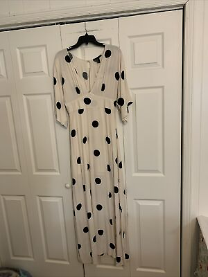 #ad FOREVER 21 POLKA DOT Long MAXI DRESS Small NWT WEDDING SHOWER PARTY. D $15.00