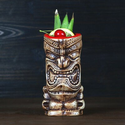 #ad Hawaii Tiki Ceramic Mug Cocktail Cup Beer Wine Beverage Mug Drinking Glass 400ml $28.75
