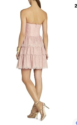 #ad BCBGMaxazaria Barepink Lilah Strapless Tiered Lace Dress Women#x27;s Size 6 $29.97