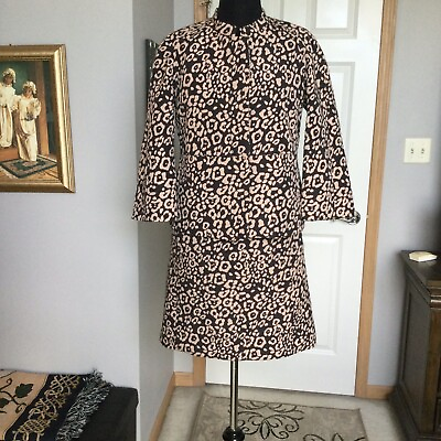 Womens Ann Taylor Loft 2 Piece Skirt Suit Black And Tan Animal Print Size Small $50.00
