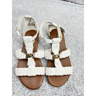 Michael Michael Kors Girls White Braided Sandals EUC Size 13 $14.00