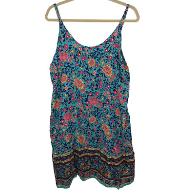 #ad New Womens Boho Floral Print Dress XXL Summer Tunic Top Adjustable Strap $9.99