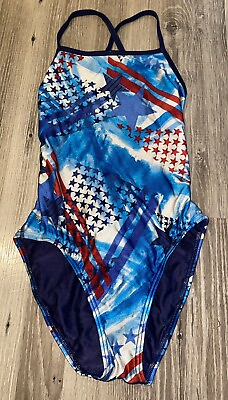 #ad speedo swimsuit women one piece Size 34 Patriotic Print $10.50