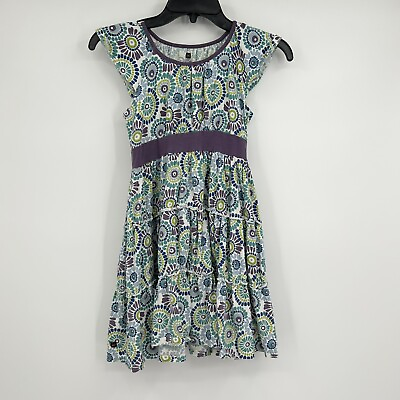 #ad Tea Purple Green Circle Dot Pattern Tiered Dress Girls Size 7 $14.99