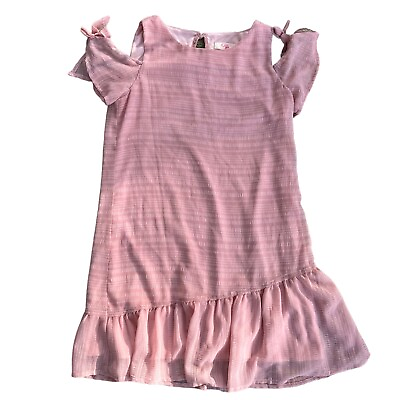 #ad GB Girls Dress Youth Size XL Pink Rose Cold Shoulder Short Sleeve $14.99