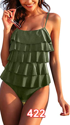 #ad MAXMODA Ruffle Swimsuit Women One Piece Bathing Suits Tummy Control Monokinis S $20.99