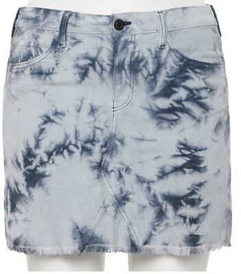 #ad Juniors’ Plus Size SO Frayed Hem 5 Pocket Mini Skirt Navy Tie Dye Size 22 NEW $16.50