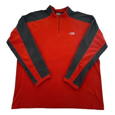 #ad The North Face Men Sz 2X Tekware TKA 100 Red Grid ¼ Zip Jacket Red Black Fleece $32.99