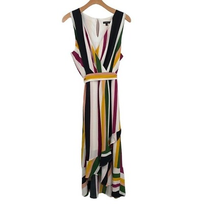 #ad Lane Bryant Maxi Dress Striped Faux Wrap Women’s 20 Plus Multicolored Sleeveless $31.99