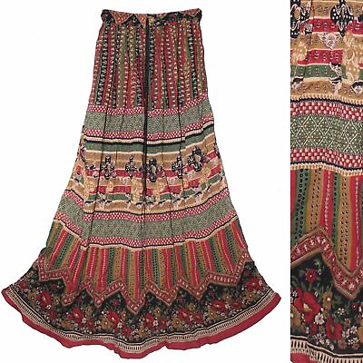 #ad #ad Plus Size XL To 2X Indian Ethnic Floral Maxi Long Skirt For women Hippie Boho J $27.76