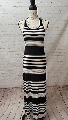 #ad Black amp; White Stripe Maxi Dress Size Small Summer Dress Beachwear Swimsuit Cover $23.00