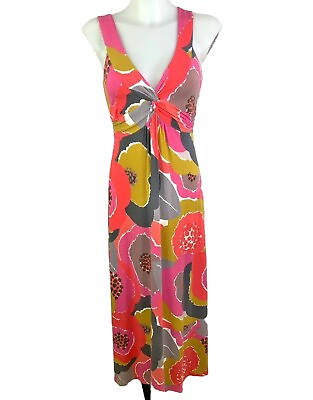#ad Boden Women#x27;s Maxi Dress Size 8 Knit Floral Sleeveless Stretch V Neck $28.89