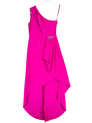 #ad Jessica Howard Evening Dress Size 8P Petite Bright Pink One Shoulder Embellished $33.74