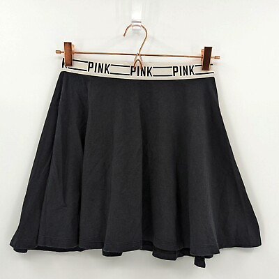 #ad Victoria#x27;s Secret PINK Skirt Women’s S Black Logo Skater Twirl $14.99