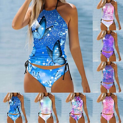 #ad Tankini Swimsuits For Women XL 2 Piece Hidden Underwire Comfy Swimming Wear $17.84