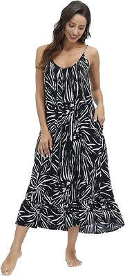 Womens Small Floral Maxi Dress Boho Printed Adjustable $33 MSRP $16.99