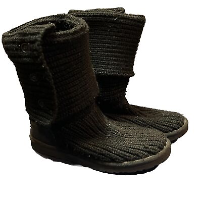 #ad UGG Womens Boots Size 6 Black Australia Knit two button $28.00