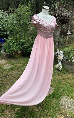 Pink Sequins Bodice Sweetheart Neckline Long Party Formal Dress Floral Back Gown $62.99